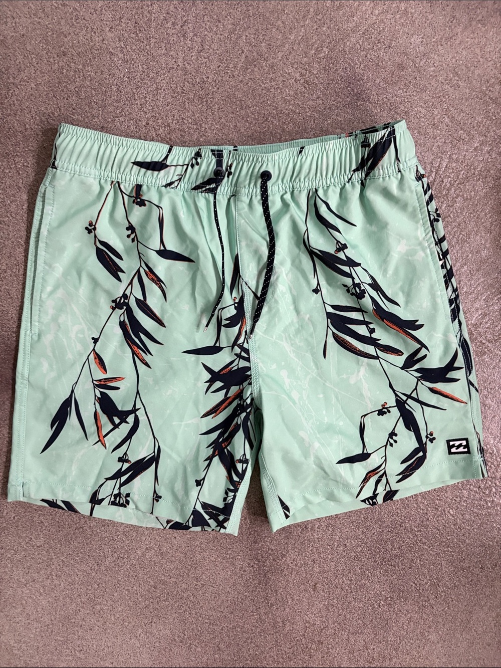 Billabong Mint Green Floral Swim Shorts (S)